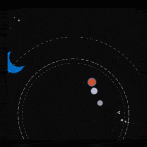 motion graphic, mograph, animation, black, gif,after effects, moons, half moon, space, rotating, planets