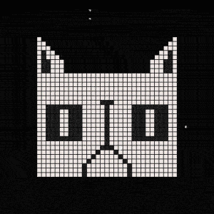motion graphic, mograph, animation, black, gif,after effects, cat, white, squares, pixel